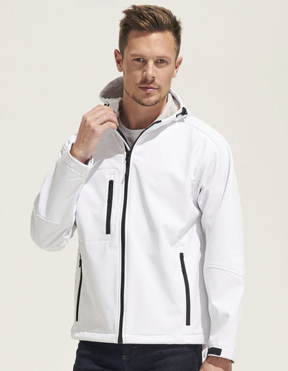 Softshell met vaste kap model man