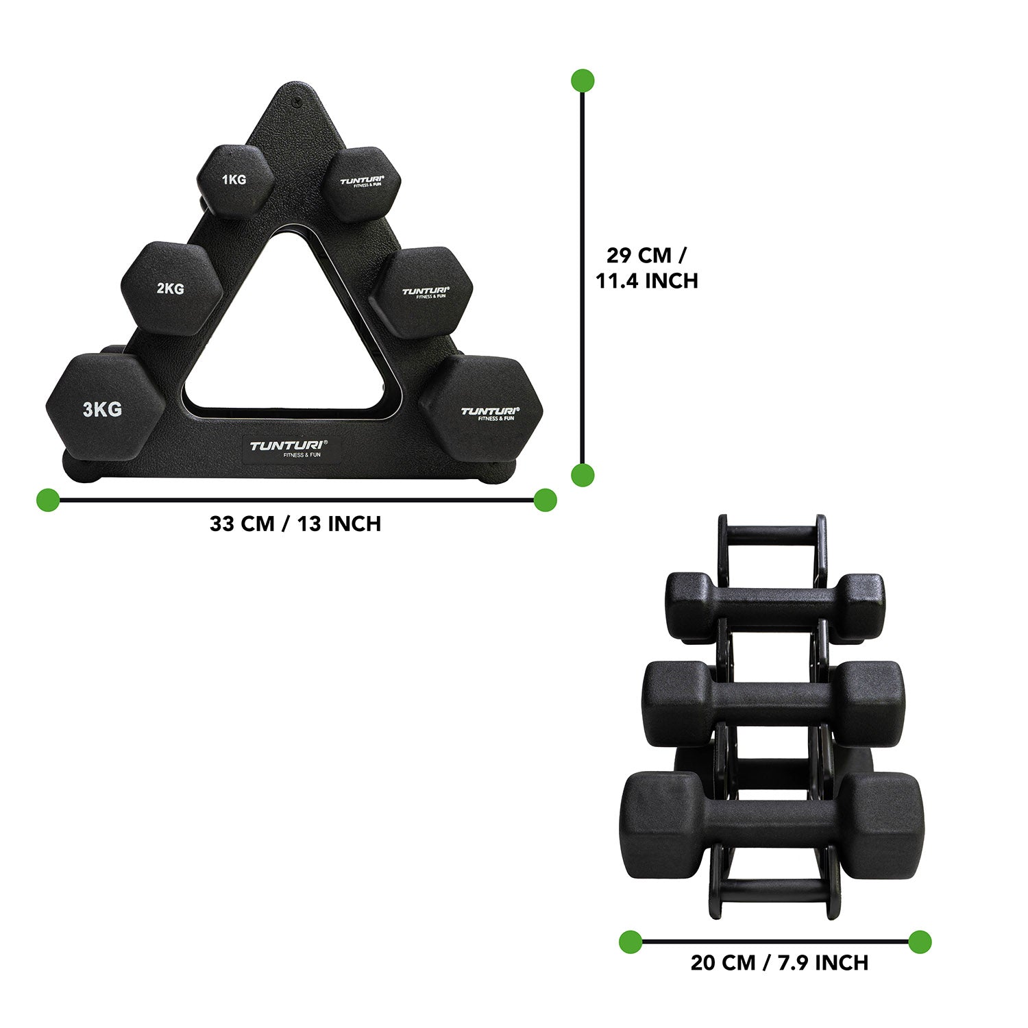 Tunturi Neoprene Dumbellset 3Prs+Stand
