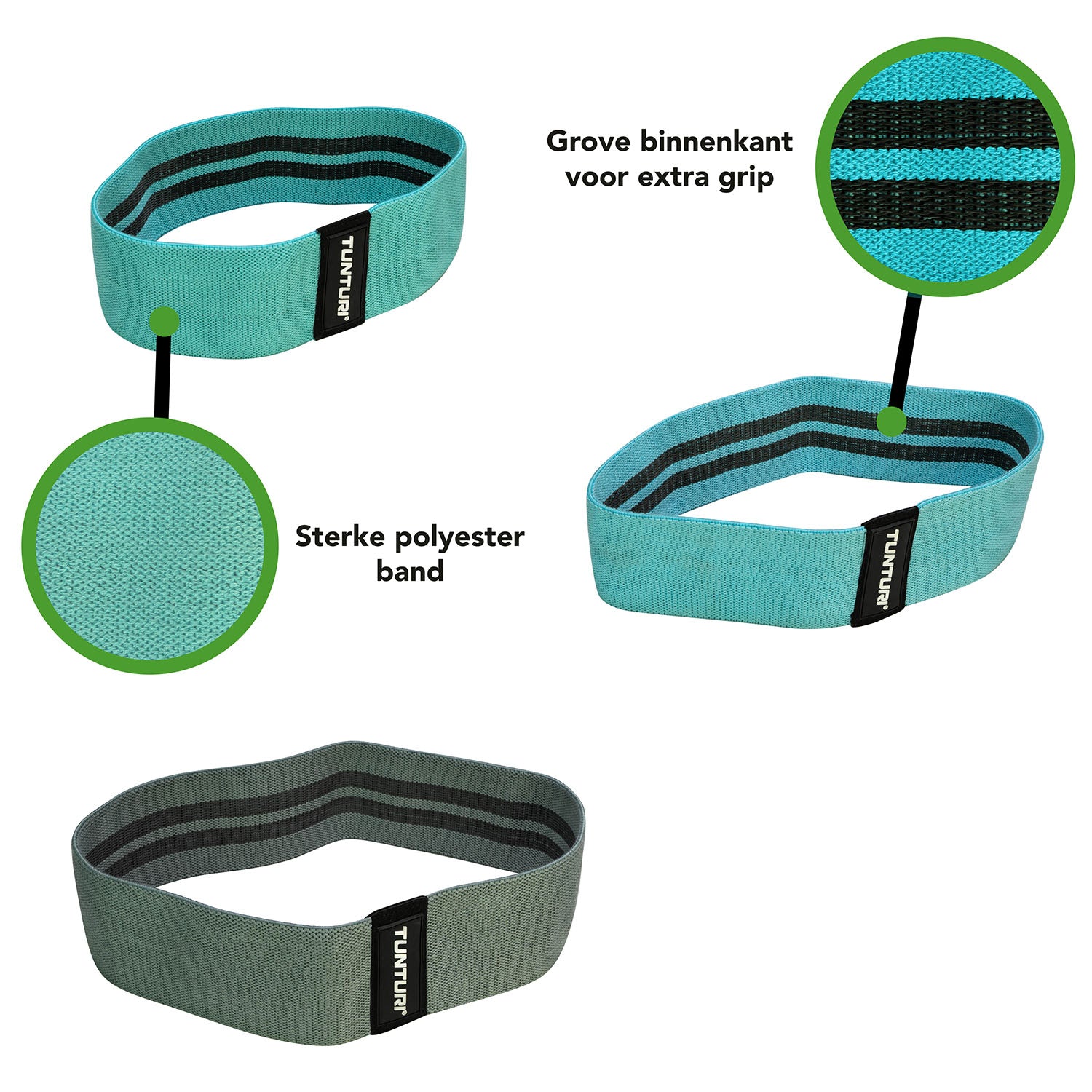 Tunturi Textile Resistance Booty Band Set, 3 Pieces