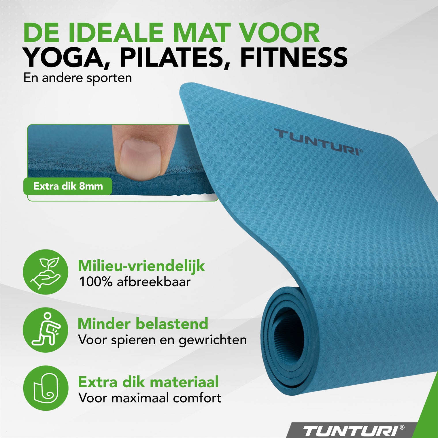 Tunturi Yogamat 8mm, Petrol Blue